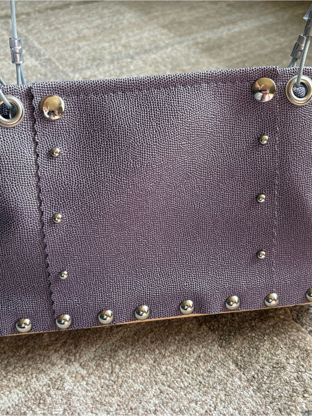 Hardwear by Renee industrial-chic handbag Lavender Purple Runway Purse wood - Picture 3 of 11